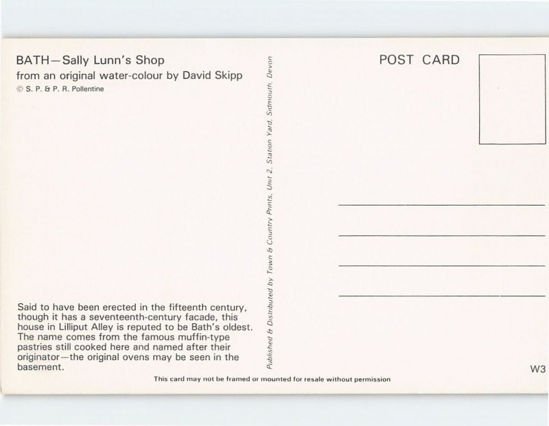 Postcard Sally Lunn's Shop By David Skipp, Bath, England