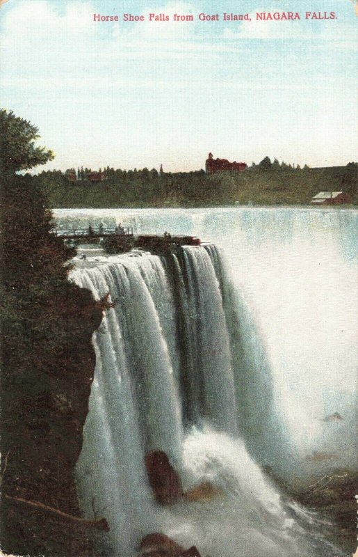 Postcard Horse Shoe Falls from Goat Island Niagara Falls