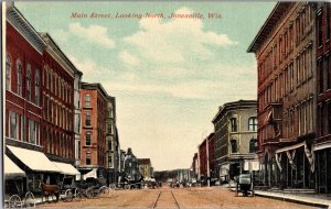 Main Street Looking North, Janesville WI Vintage Postcard K77