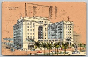 1939  San Diego  California  US Grant Hotel  Postcard