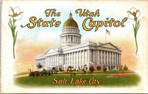 Utah State Capitol Salt Lake City UT Exterior Postcard VTG UNP Curt Teich Unused 
