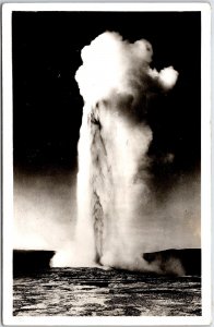 Postcard RPPC c1930s Wyoming Yellowstone Old Faithful Geyser by Haynes