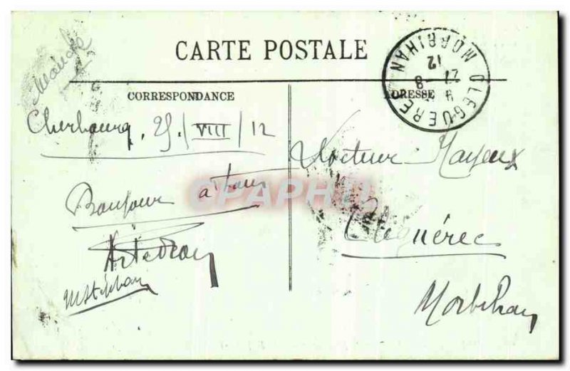 Old Postcard Cherbourg Statue of Napoleon 1st and Rade of Destroyers