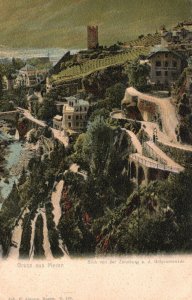 Vintage Postcard Gruss Aus Meran Blick Von Der Zeboburg A. D. Gillipromenade