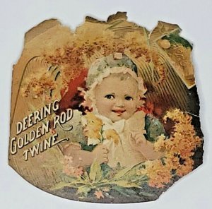 Victorian Trade Card Deering Golden Rod Binder Twine Famous Flower Label s47