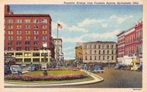 LPD50    Ohio Postcard: Springfield, Fountain Ave., from Square