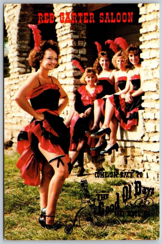 Vtg Fort Scott Kansas KS Good Ol' Days Red Garter Saloon Cancan Ladies Postcard
