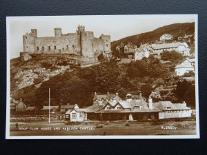 Merioneth HARLECH CASTLE & ROYAL ST. DAVIDS GOLF CLUB HOUSE c1940's RP Postcard