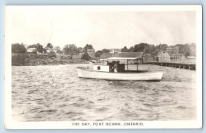 Port Rowan Ontario Canada Postcard The Bay Boat Sailing 1959 RPPC Photo