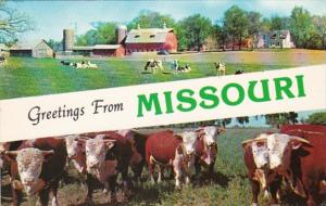 Greetings From Missouri With Farm Scene & Cattle