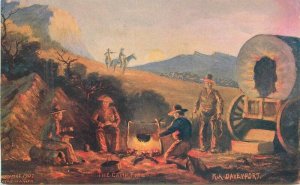 C-1910 Cowboy Western Davenport Artist Campfire Postcard 22-6777