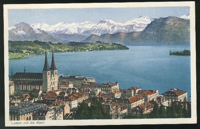 Switzerland Lucerne Postcard Vintage Luzern und Alpen Alps