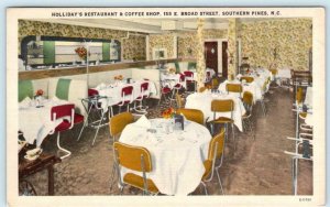 SOUTHERN PINES, North Carolina NC~ Roadside HOLLIDAY'S RESTAURANT 1940s Postcard