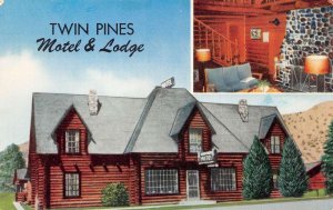 Dubois Wyoming Twin Pines Motel & lodge Color Photochrome Vintage PC U1578