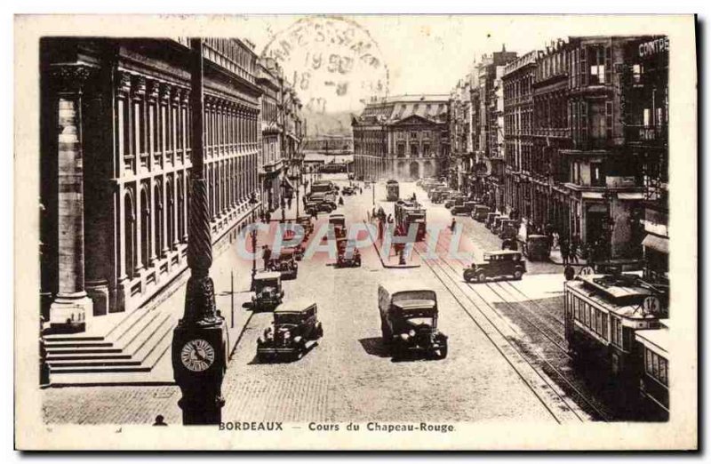 Postcard Old Bordeaux Cours du Chapeau Rouge Tram