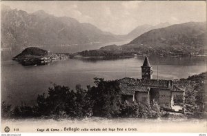 CPA Lago di Como Bellagio colla ceduta del lago fino a Lecco ITALY (801955) 