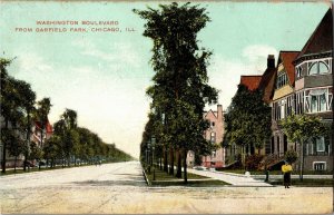 Washington Boulevard from Garfield Park Chicago IL c1909 Vintage Postcard X33