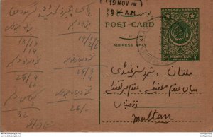 Pakistan Postal Stationery 9p to Multan