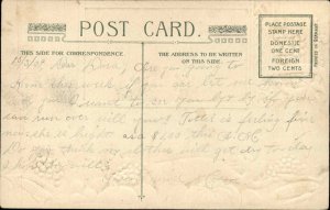 THANKSGIVING Pilgrims and Food WHITTIER VERSE EMBOSSED c1910 Postcard