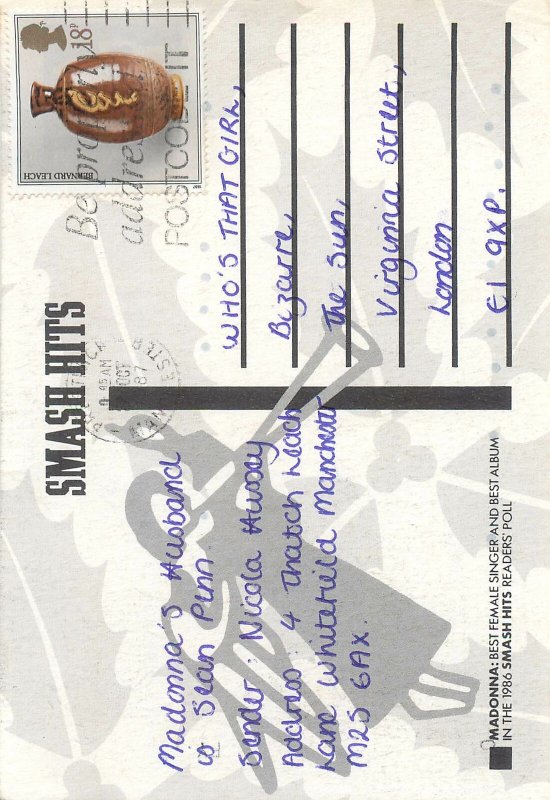 Madonna blonde eyes face singer young Postcard