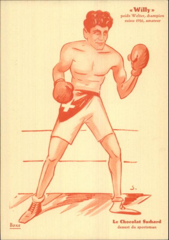 Suisse Swiss Boxing Caricatures Boxers Chocolats Suchard Set 6 Postcards gfz