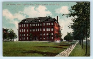 DES MOINES, IA Iowa ~HIGHLAND PARK COLLEGE ~ 1910 Polk County  Postcard