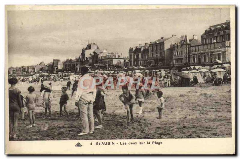 Postcard Old St Aubin sur Mer Beach Games On Children