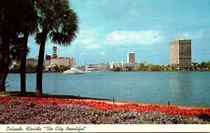 Florida Orlando Looking Towards Downtown From Flower Bordered Lake Eola