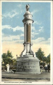 ARLINGTON MA Soldiers Monument Old Postcard