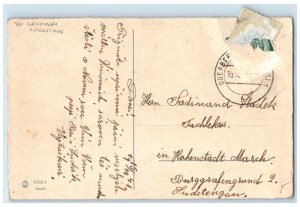 1941 Christmas Tree Candle Lights Holding Angel Winter Scene Germany Postcard