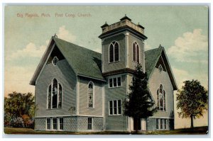 1909 First Cong. Church Chapel Exterior Big Rapids Michigan MI Vintage Postcard