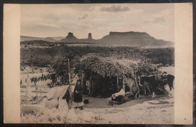 Mint USA RPPC Postcard Native American Indian Navaho Summer Hogan