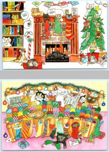 2 Postcards ELIZABETH TITCOMB Artist ~ Christmas ANTHROPOMORPHIC CATS  4x6