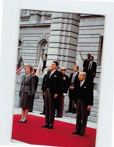 Postcard Emperor Hirohito with President and Mrs. Reagan Tokyo Arrival Ceremony