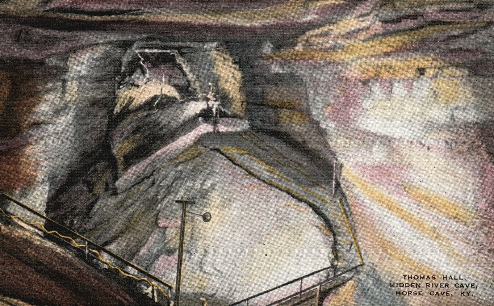 Vintage Postcard 1930's Thomas Hall Hidden River Cave Horse Cave