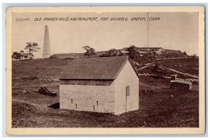 c1940 Old Powder House Monument Tower Dirt Path Fort Griswold Groton CT Postcard