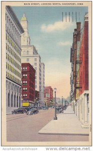 Main Street Looking North Davenport Iowa 1937 Curteich