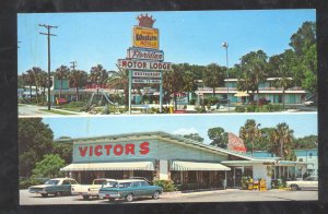 ST. AUGUSTINE FLORIDA VICTOR'S RESTAURANT MOTEL VINTAGE CARS POSTCARD AUTOS