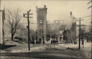 Fire Damaged Building - Winsted Connecticut CT Photog Real Photo Postcard