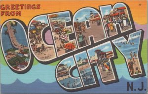 Postcard Large Letters Greetings From Ocean City NJ