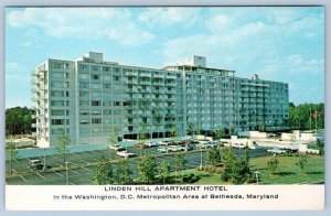 1950's BETHESDA MARYLAND MD LINDEN HILL APARTMENT HOTEL POOKS HILL ROAD POSTCARD