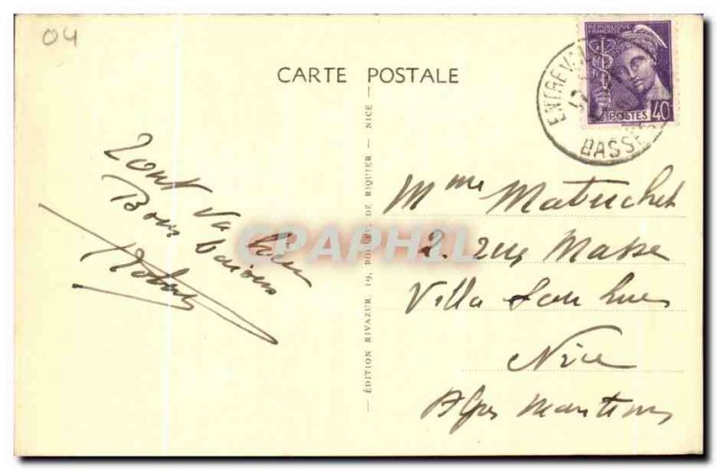 Old Postcard Entrevaux Cathedral and Fan