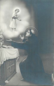 Religious art Post card St Anthony from Padua praying