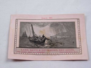 1880 Ladd Davis & Drummond Dry Goods Deeply Engraved Copper Plate Boat Night F45