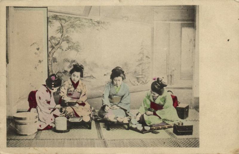 japan, GEISHA Ladies with Tea Ceremony (1910s)