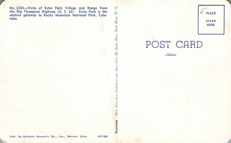 Vintage Postcard Estes Park Gateway Rocky Mountain National Park