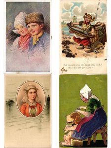 DUTCH FOLKLORE, 73 Mostly Artist Signed Vintage Postcards pre-1940 (L6210)