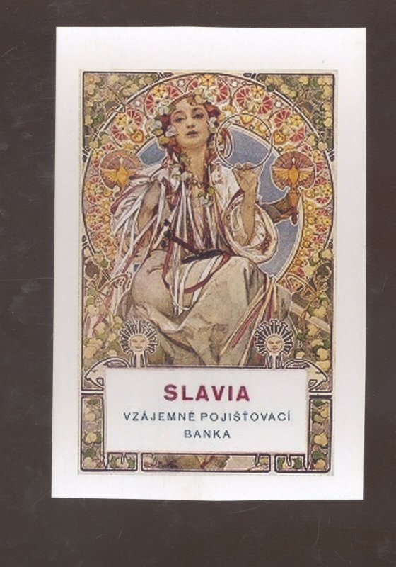 SLAVIA VZAJEMNE POJISTOVACI BANKA ARTIST SIGNED OSTCARD COPY