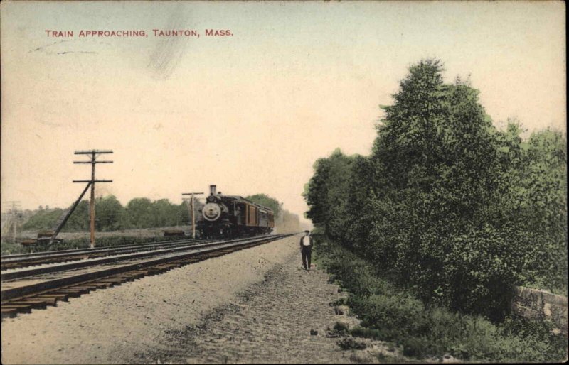 Taunton MA RR Train Approaching 1911 Used Postcard