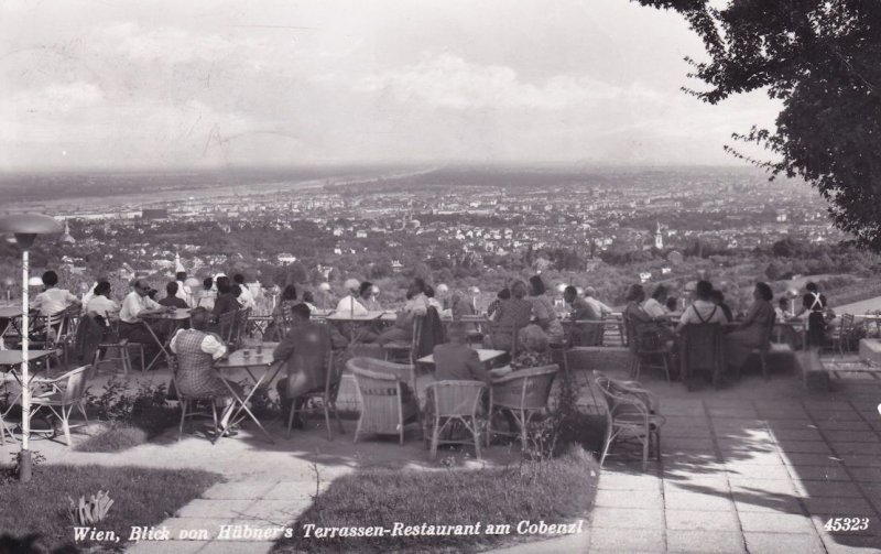 Wien Blick von Hubners Terrassen Restaurant Real Photo Postcard